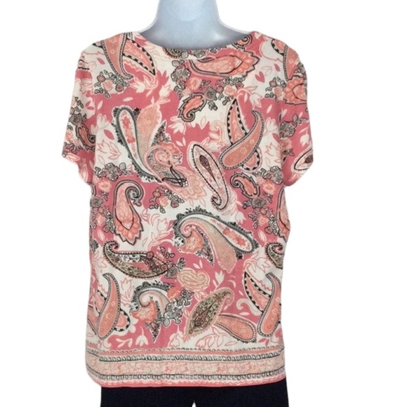 Charter Club Pink Paisley Blouse Sz 0X - Picture 4 of 10